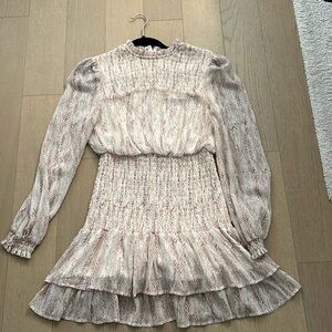 Aqua ruched dress - pink, cream, gold